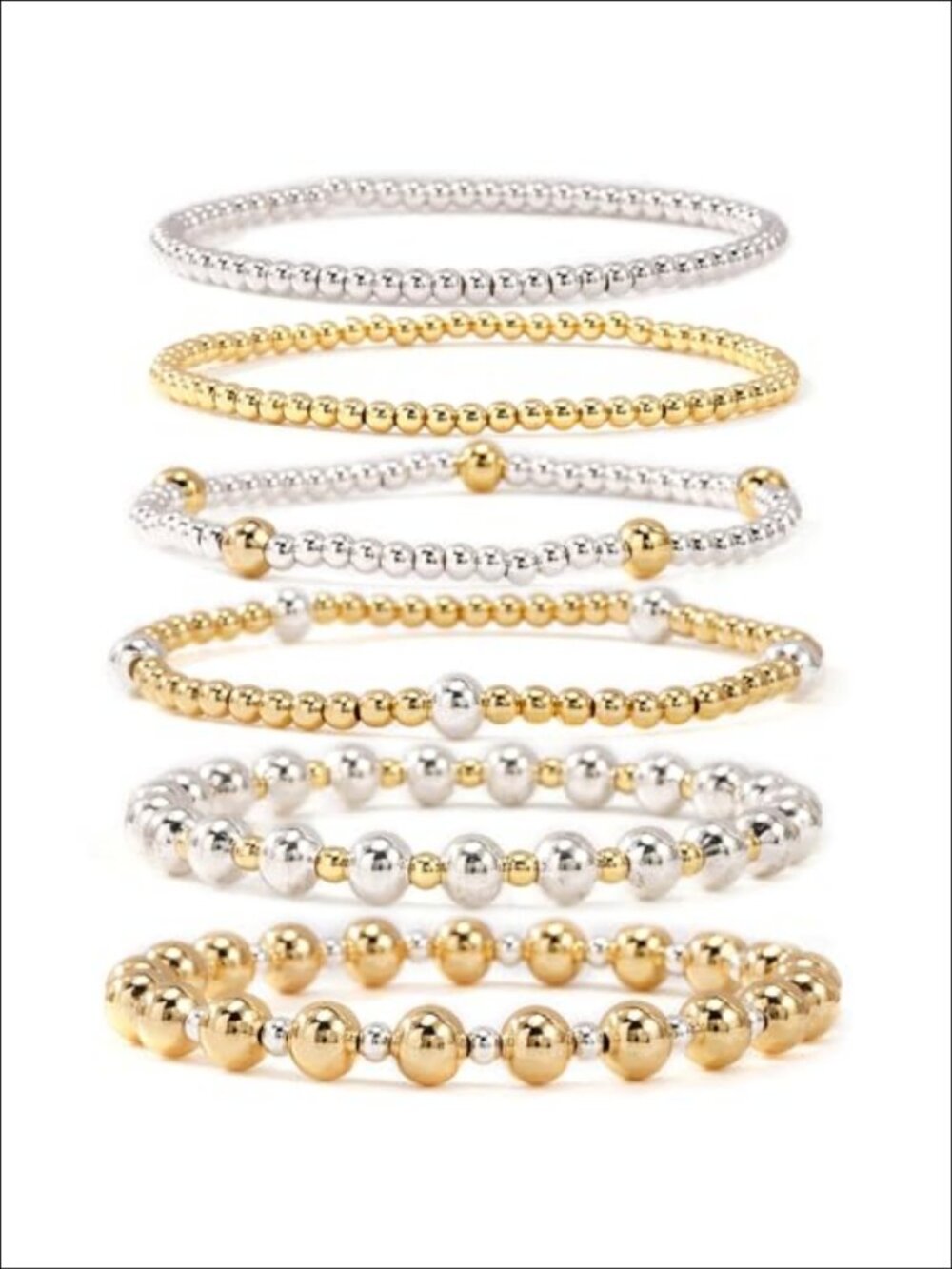 14K Gold Plated Pearl Beaded Cross Stretch Bracelet Stack Set